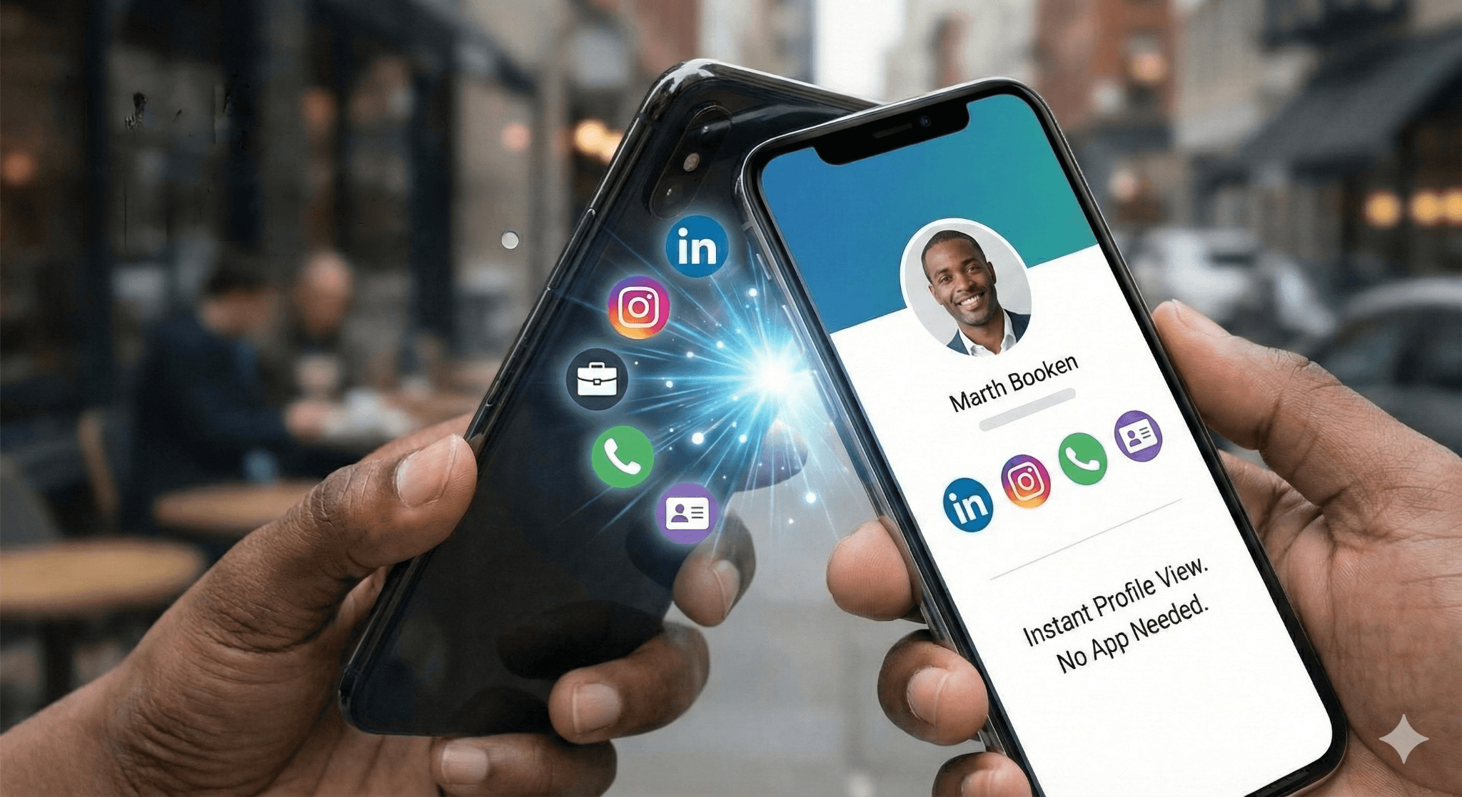 Two phones tapping to share contact information